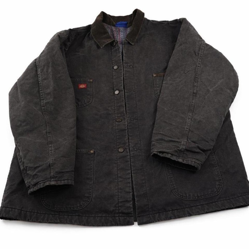 Dickies Blanket Lined Duck Canvas Work Jacket Black Corduroy Collar Chore 4XL